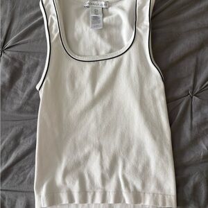 Sincerely Jules White Tank Top with Black Trim